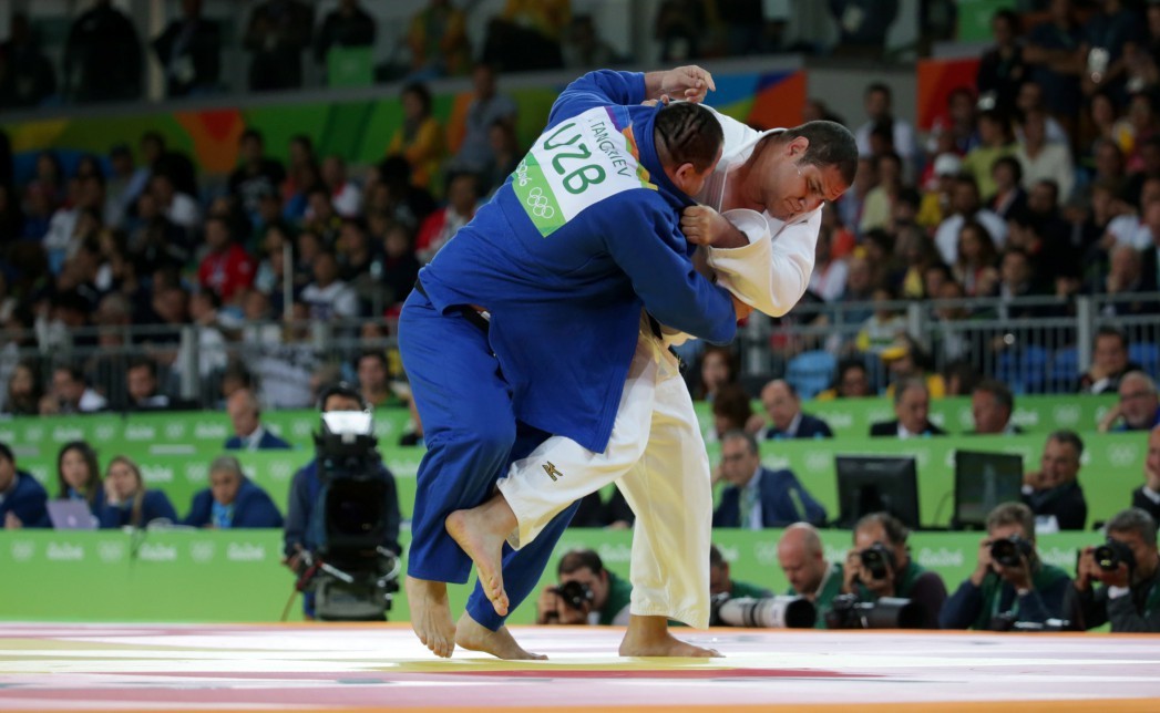 Olimpiadas Rio 2016 - JUDÔ - Homens +100 kg - Disputa de medalha de bronze. Abdullo TANGRIYEV (Uzbekistan) X Rafael SILVA (BRASIL). Local: Arena Carioca 2. — Foto: Marcelo Theobald / Extra / Agência O Globo.
