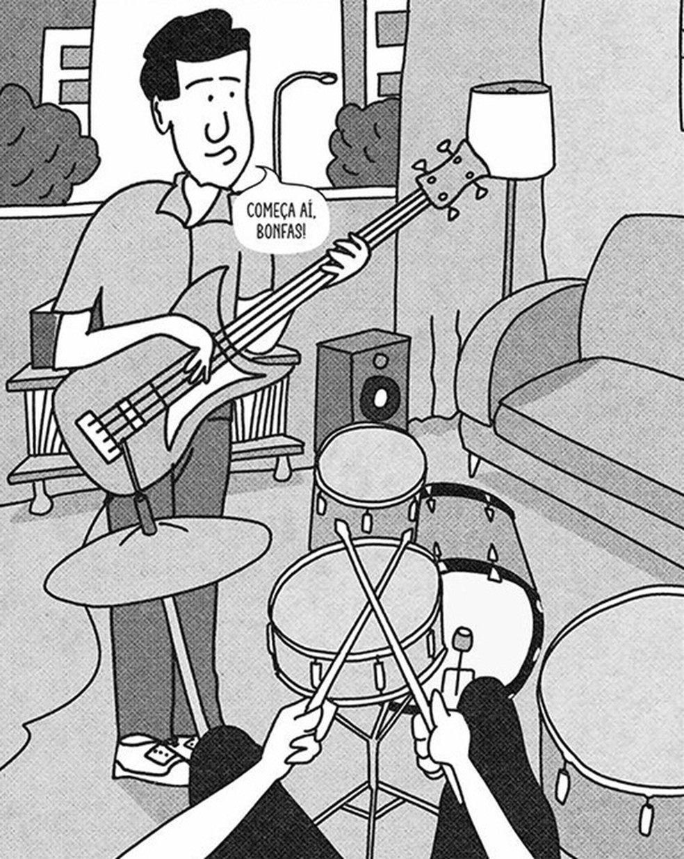 Imagem da HQ'A minha banda preferida de todos os tempos', de Marcelo Bonfá — Foto: Reprodução