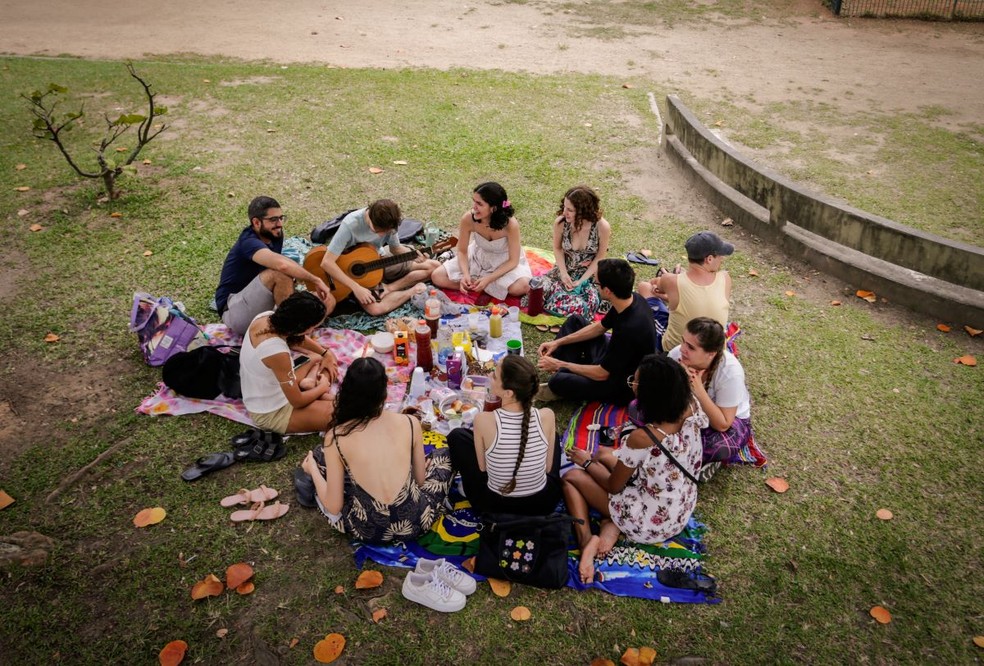 Parque é o ambiente ideal para reunir familiares e amigos — Foto: Domingos Peixoto