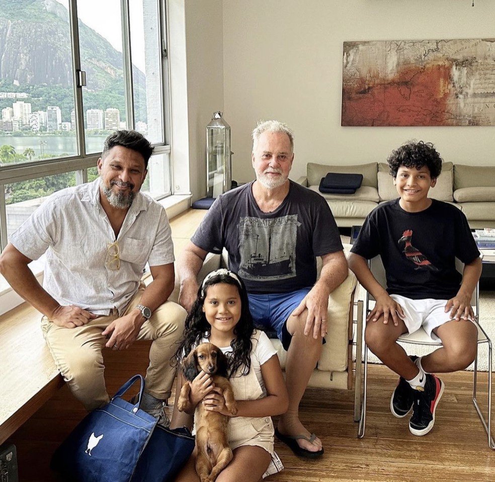 Da esq. para a dir.: Adriano Medeiros, Olivia,  Luiz Fernando Guimarães e Dante — Foto: Acervo pessoal