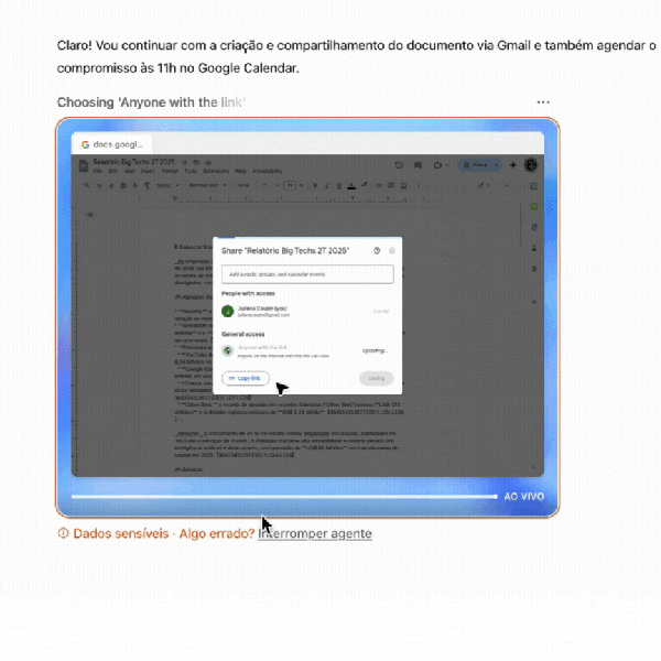 Tentativa da IA enviar um relatório por e-mail fracassou — Foto: Reprodução/ChatGPT
