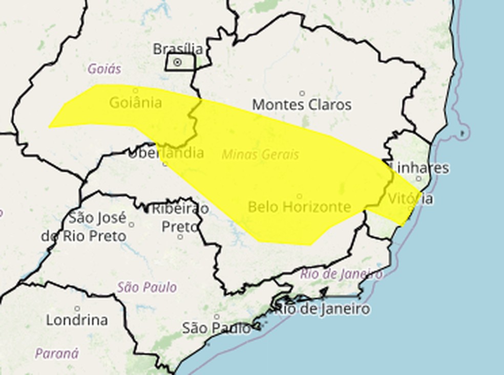 Inmet alert indicates heat wave and potential danger in MG, ES and GO — Photo: Reproduction