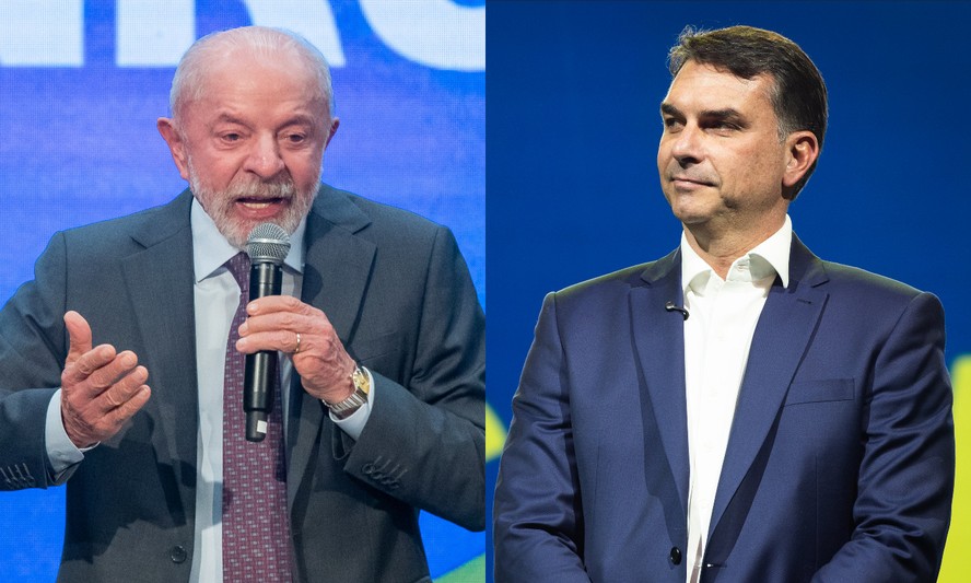 Lula (PT) e Flávio Bolsonaro (PL).