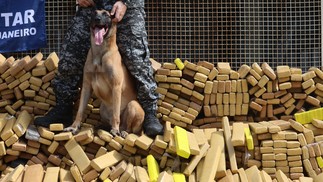 Uma das maiores apreensões de drogas da história no Rio — Foto: Fabiano Rocha / Agência O Globo