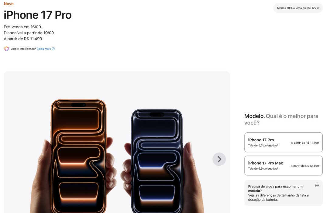 No Brasil, o Iphone 17 custará a partir de R$ 11.499 — Foto: Reprodução