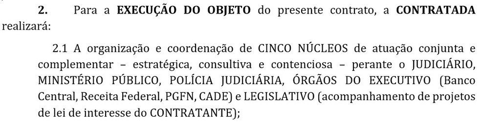 Banco Master's contract with the office of Moraes' wife provides for action before the Central Bank, Federal Revenue and Cade — Photo: reproduction