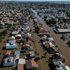 Vista a&eacute;rea de Canoas, cidade do Rio Grande do Sul atingida por fortes chuvas - Nelson Almeida/AFP