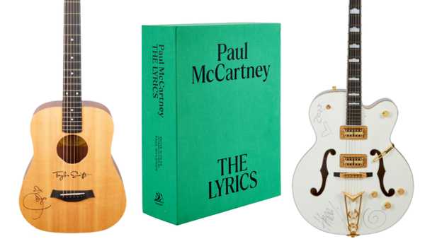 Violão da Taylor Swift, livro de Paul McCartney e guitarra de