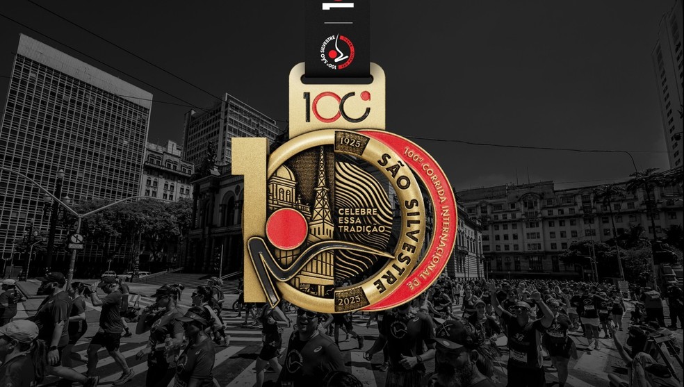 Medal from the 100th edition of the Sao Silvestre International Race: 90 mm, weight 100 grams, plated with old gold. - Image: Disclosure