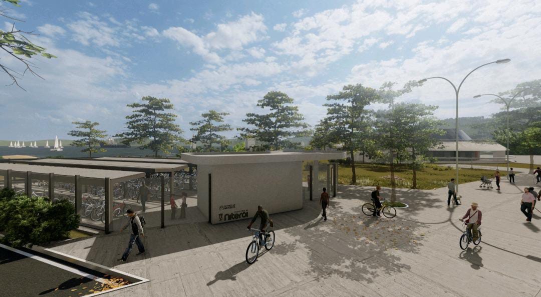 Novo bicicletário gratuito de Niterói, ao lado do catamarã de Charitas, terá 400 vagas
