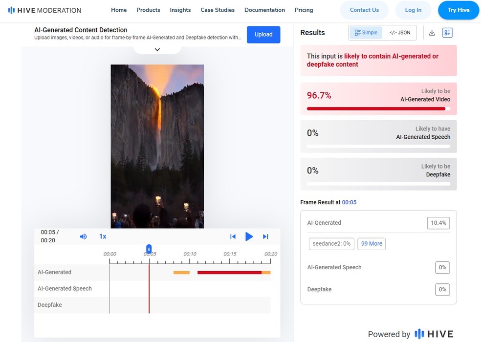 É #FAKE vídeo que mostra cachoeira virando 'rio de fogo' ao pôr do sol