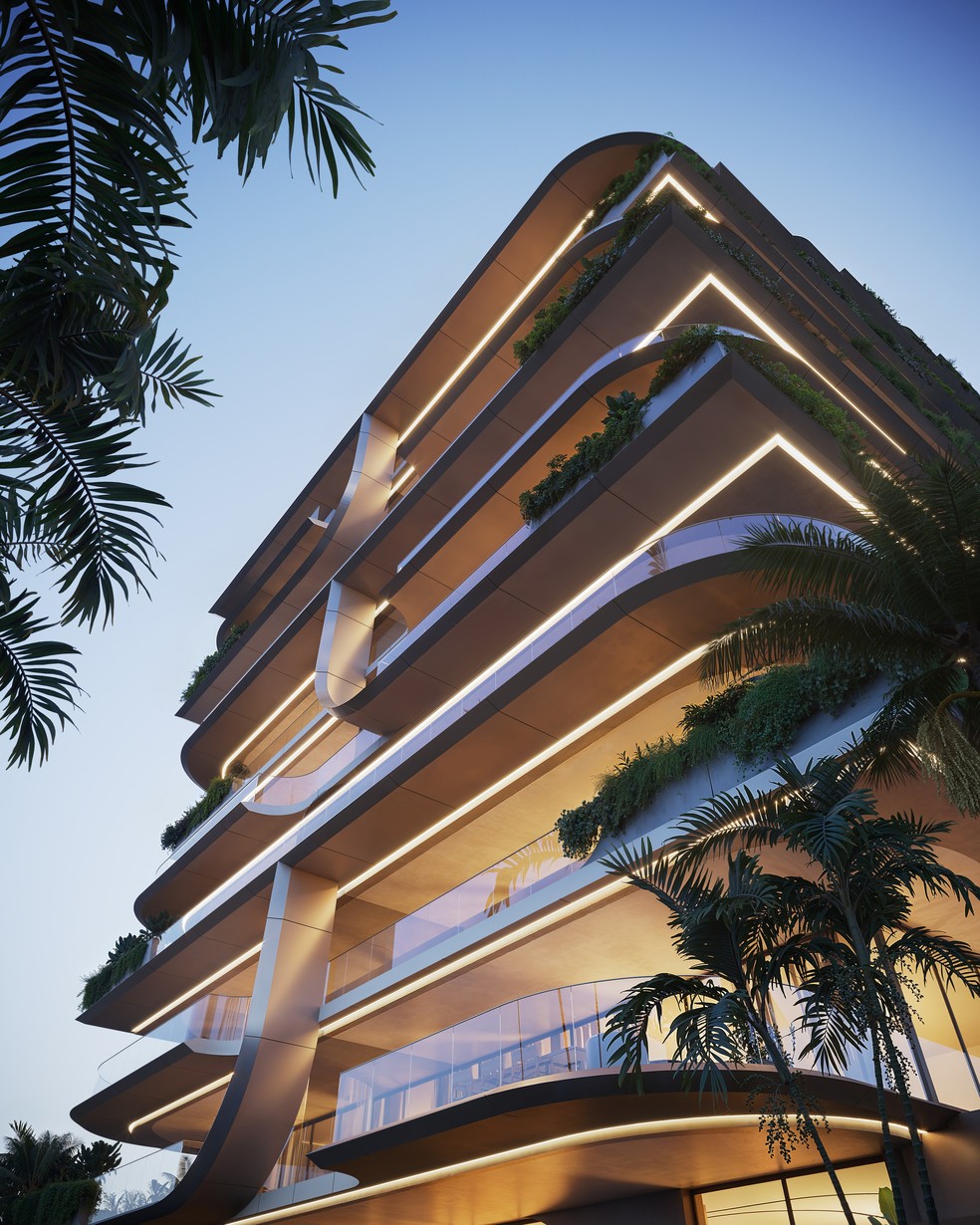 Projeção do prédio Atto Design: design da grife italiana fornecedora da Ferrari — Foto: Divulgação