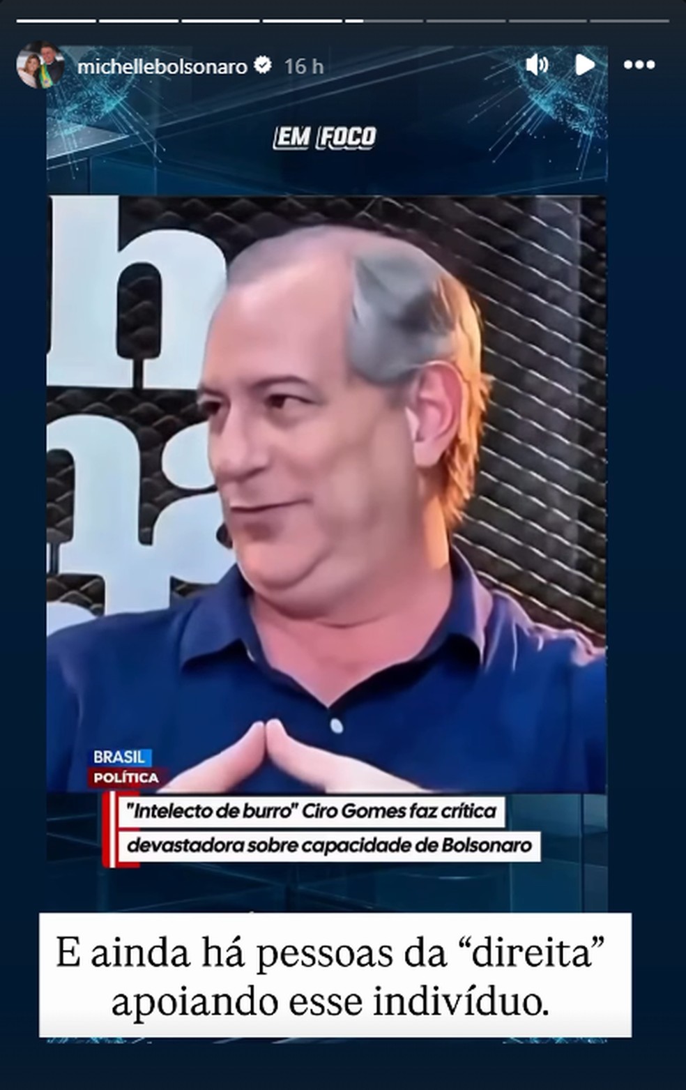 Michelle volta a criticar Ciro Gomes &mdash; Foto: Reprodu&ccedil;&atilde;o/Instagram