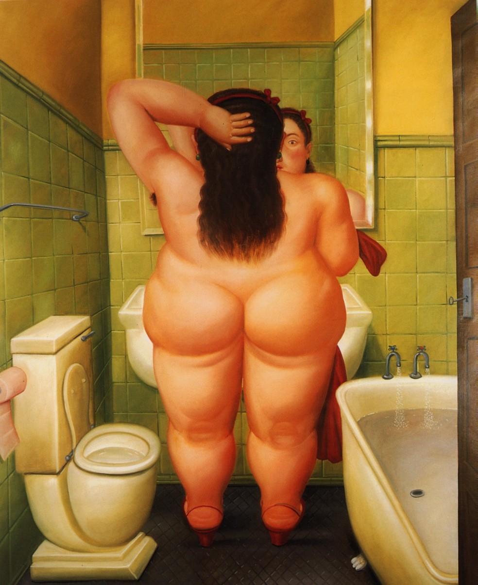Pintura 'O banheiro', do artista plástico Fernando Botero, de 1989 — Foto: Divulgação