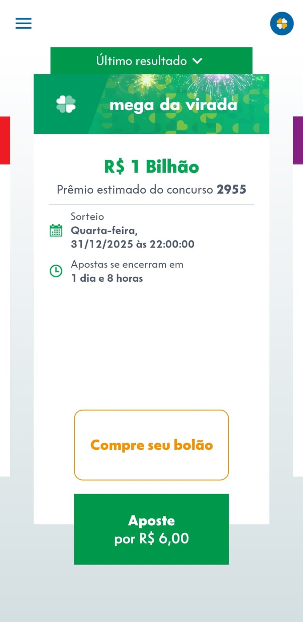 Área de seleções do app Loterias CAIXA — Foto: Reprodução: Caixa Econômica Federal