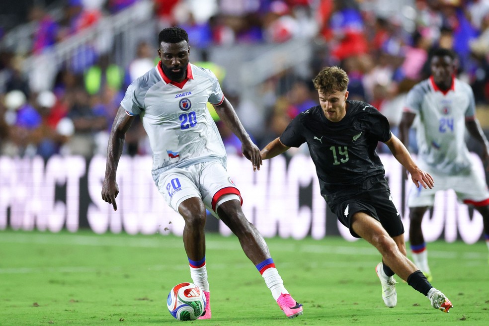 Frantzdy Pierrot, centroavante da seleção haitiana — Foto: Megan Briggs/Getty Images via AFP