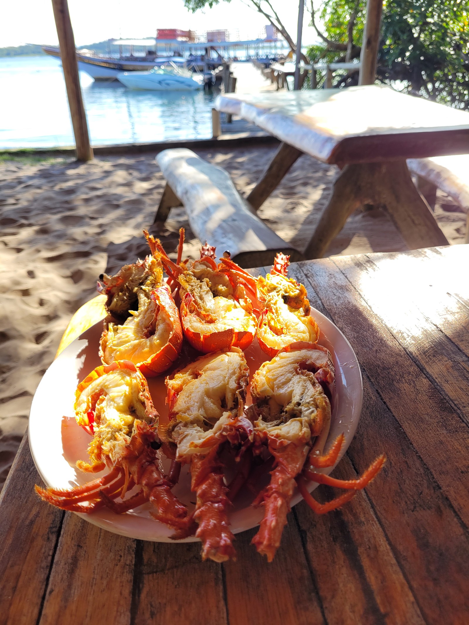 Porção de lagostas no restaurante São Jorge, na Ilha do Sapinho, na Baía de Camamu: o crustáceo é abundante nesta parte do sul da Bahia — Foto: Eduardo Maia / O Globo