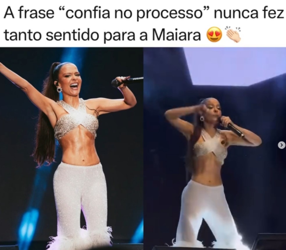 Maiara impressiona em vídeo de show após mudança física e web reage — Foto: Reprodução Instagram @alfinetei