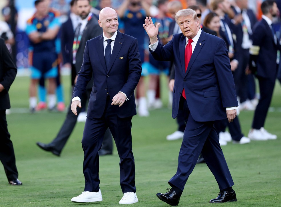Donald Trump, presidente dos Estados Unidos, na final da Copa do Mundo — Foto: Justin Setterfield/Getty Images/AFP