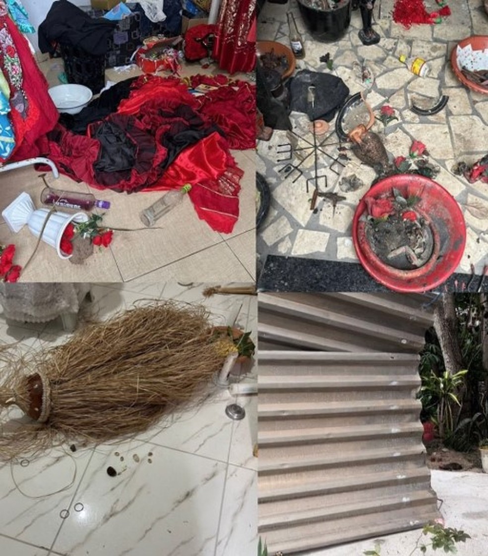 Terreiro de Candomblé e Umbanda, em São João da Barra, é vandalizado — Foto: Reprodução/ Rede Social