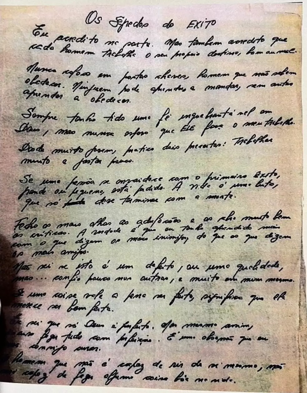 Carta de Silvio Santos explica origem de seu sucesso — Foto: Reprodução