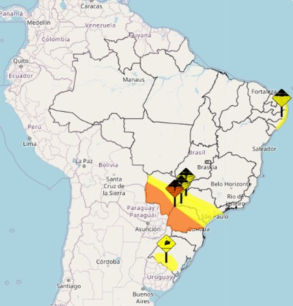 Alertas do Inmet para esta sexta-feira (27/06) — Foto: Captura de tela