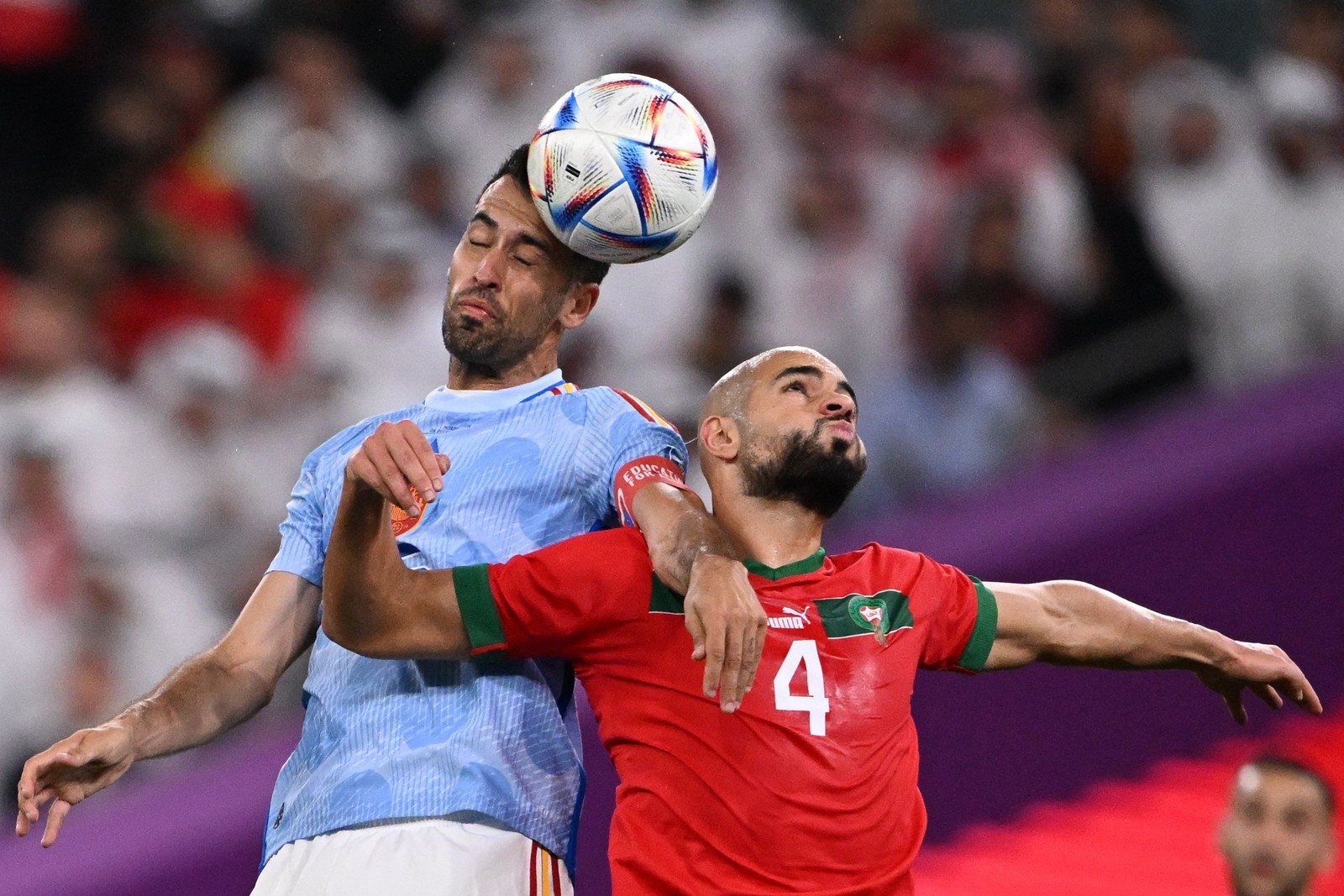 Espanha e Marrocos empataram sem gols dentro do tempo regulamentar — Foto: KIRILL KUDRYAVTSEV/AFP