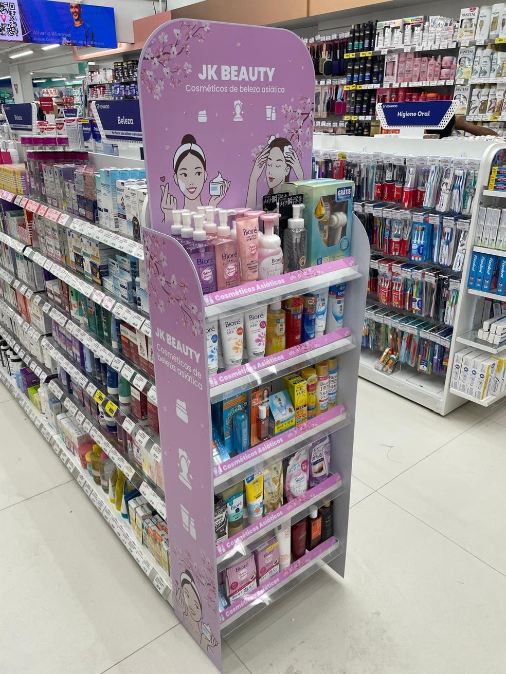 O espaço JK Beauty na Venancio, que reúne cosméticos japoneses e coreanos — Foto: Divulgação