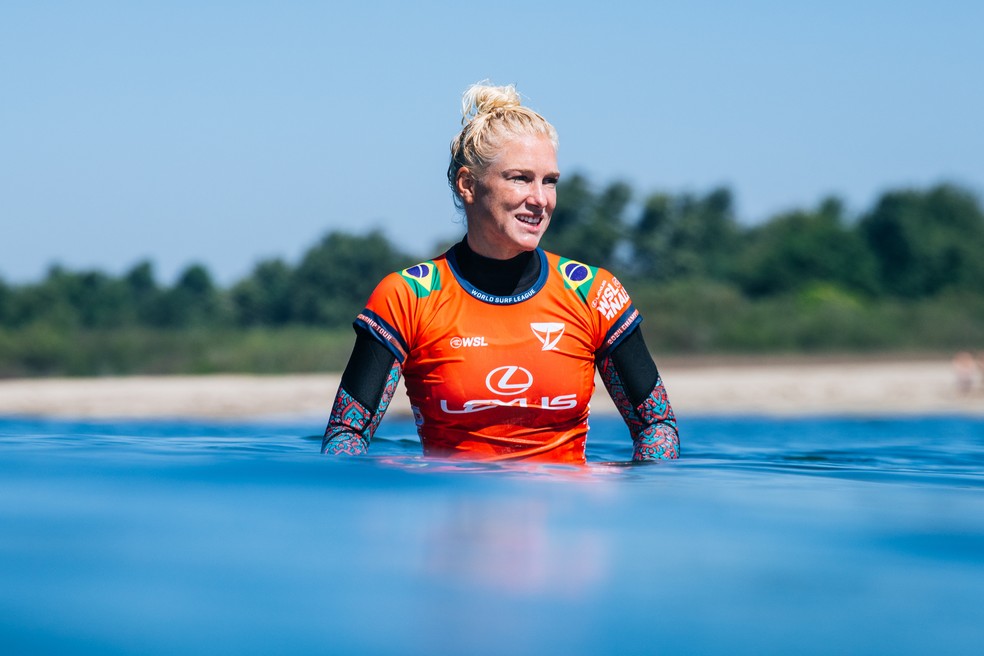 Tatiana Weston-Webb ganhou vaga de convidada em Saquarema — Foto: Thiago Diz/World Surf League