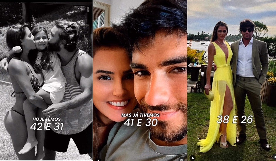 Na internet, ela já compartilhou conteúdo que mostra sua diferença de idade com Hugo Moura