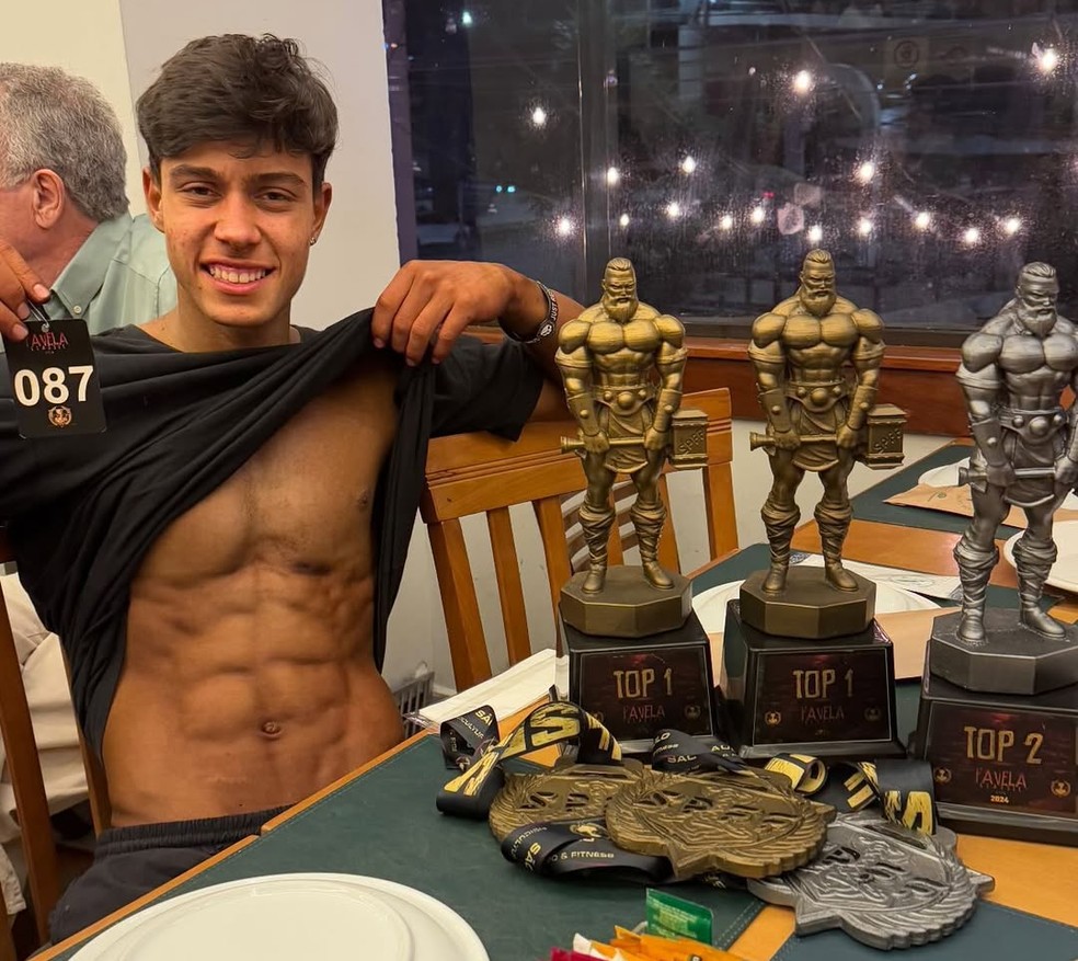 Aos 19 anos, João Pancera é campeão de fisiculturismo — Foto: Reprodução/Instagram