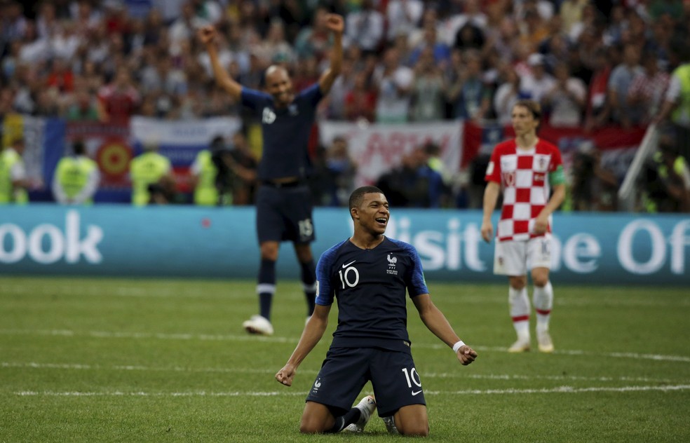 Mbappé marcou na final da Copa de 2018 contra a Croácia — Foto: Marcelo Theobald / Agência O Globo.