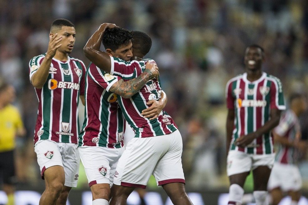 Fluminense comemora vitória sobre Atlético-MG  — Foto: Marcelo Gonçalves/Fluminense FC