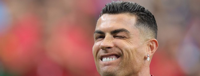 Cristiano Ronaldo, camisa 7 de Portugal, na partida contra a República Democrática do Congo — Foto: Getty Images via AFP