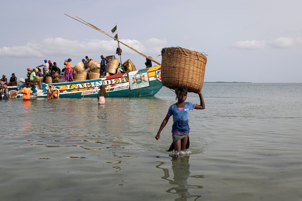 Nyangai, nas Ilhas Tartaruga, está desaparecendo devido à elevação do nível do mar — Foto: Patrick Meinhardt/AFP