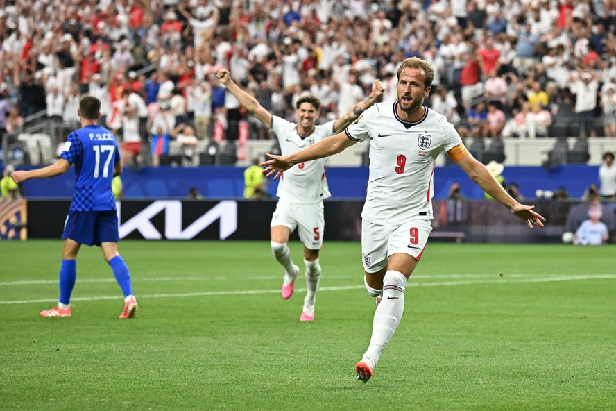 Harry Kane, da Inglaterra, durante duelo com a Croácia