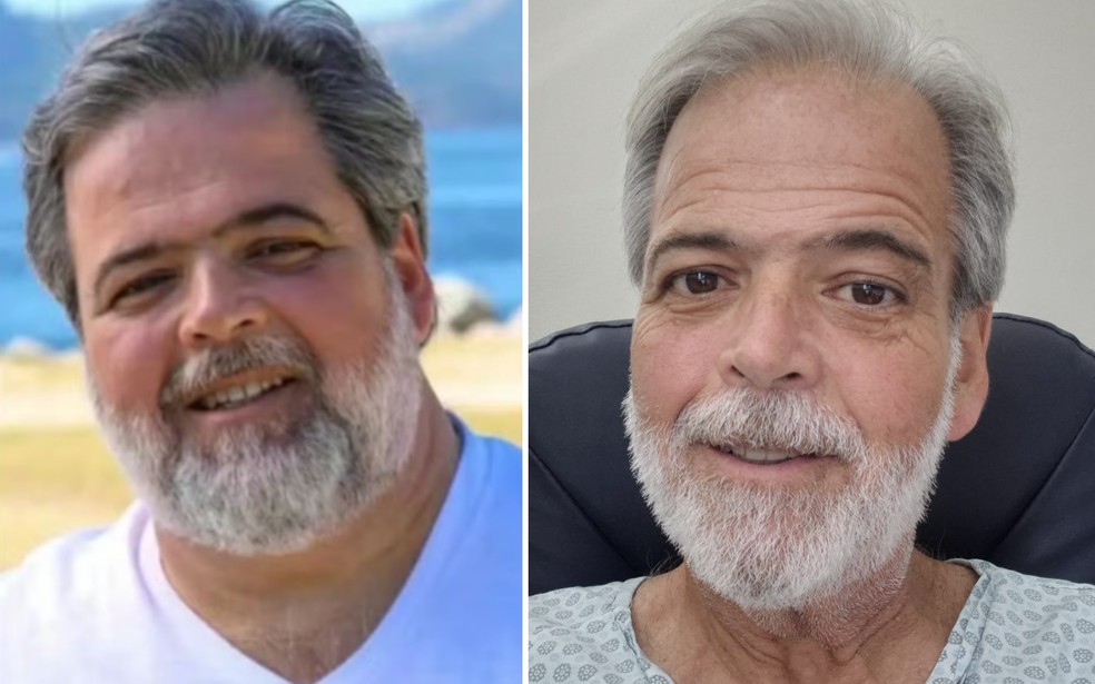 Claudio Cinti before his health problems and now — Photo: Personal archives