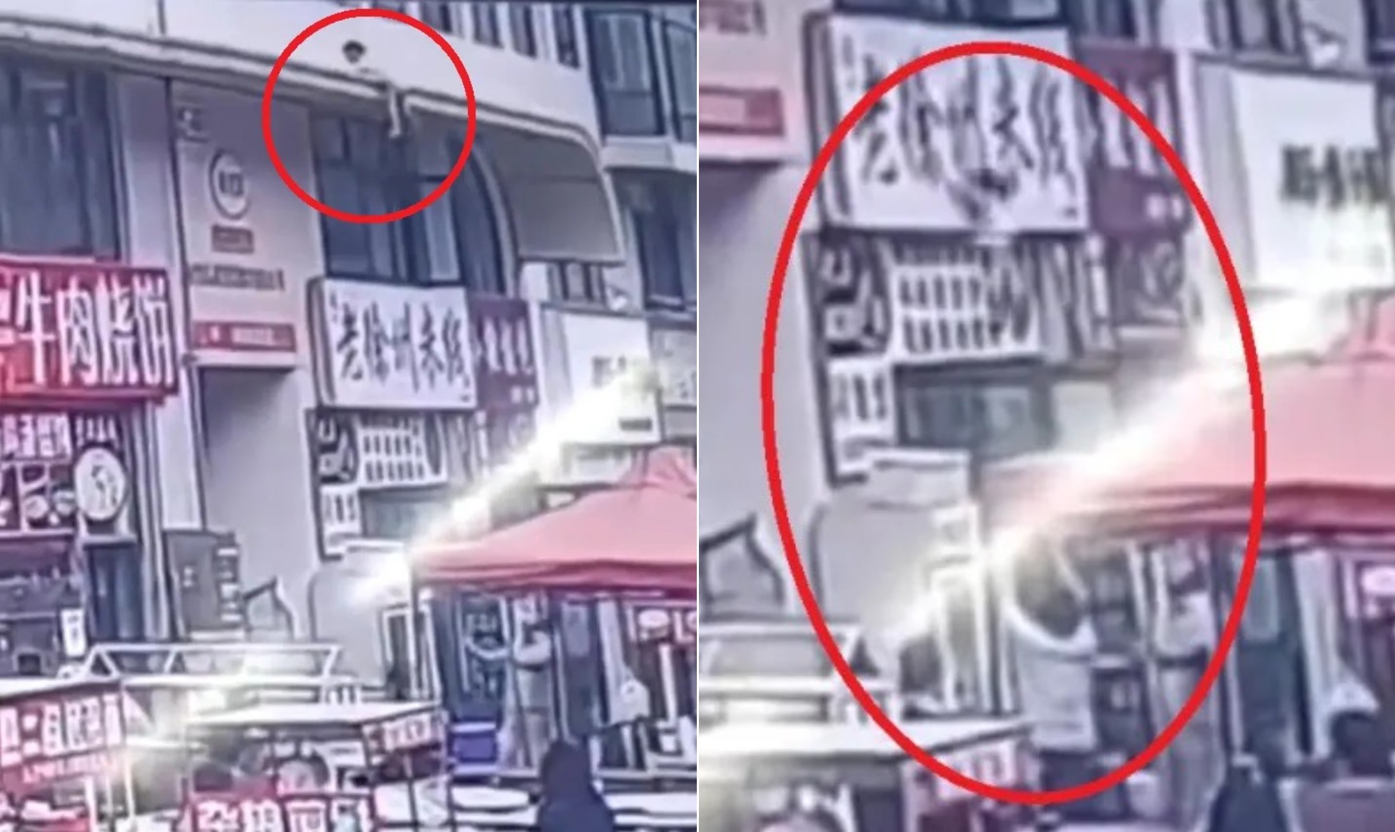 Homem corre e consegue amortecer queda de menina de 2 anos que despencou de 6 metros na China; vídeo