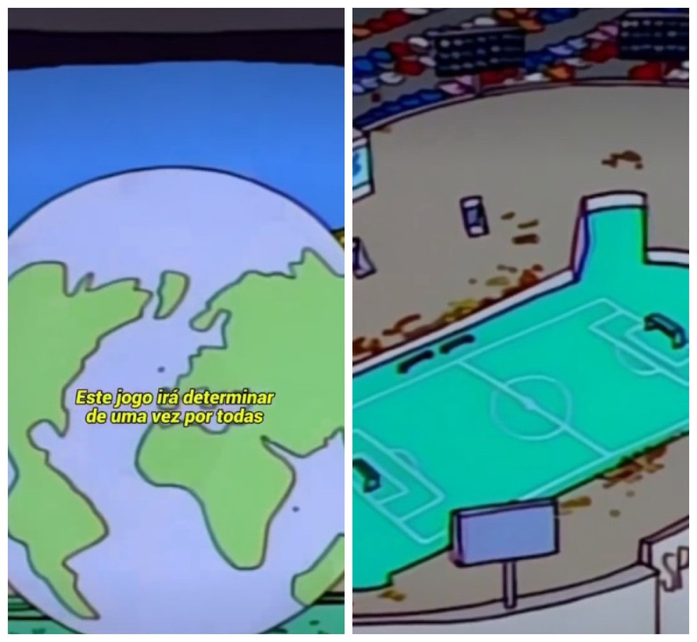 Cenas do episódio de 'Os Simpsons' em que falam sobre partida entre México e Portugal — Foto: Reprodução / Instagram