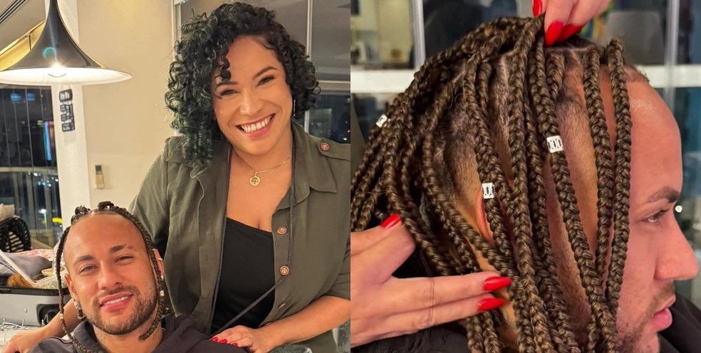 Neymar Jr. com a trancista Dani Castela — Foto: Reprodução Instagram