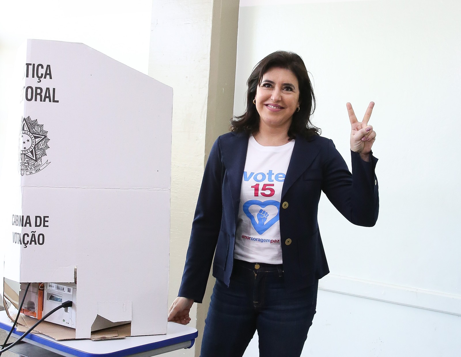 Simone Tebet (MDB) vota em Campo Grande, no Mato Grosso do Sul  — Foto: Divulgação