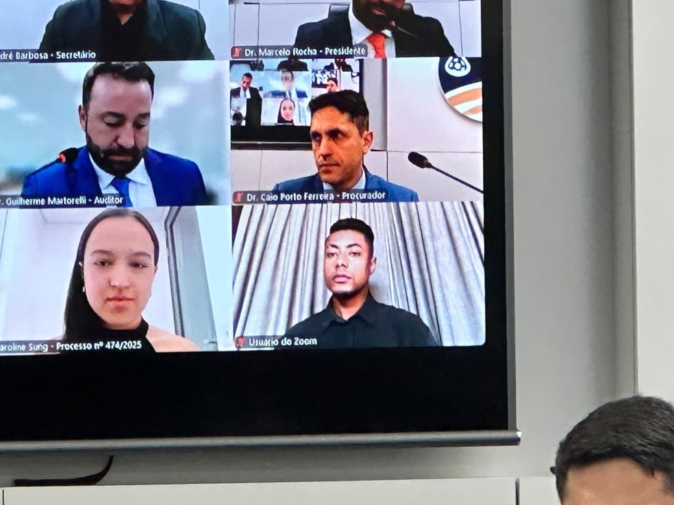 Bruno Henrique at the STJD trial — Photo: Davi Ferreira