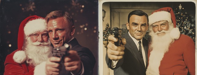 Papai Noel e James Bond — Foto: IA/Midjourney
