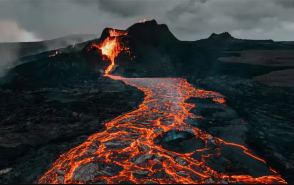 Fios de cabelo formados em fontes de lava — Foto: Reprodução