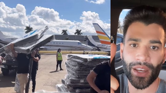 Avião do cantor Gusttavo Lima chega ao RS com 6 toneladas de doações para vítimas das chuvas