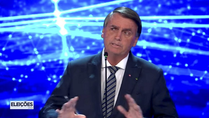 Bolsonaro no debate presidencial da Band — Foto: Reprodução/Band