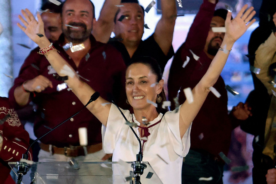 Claudia Sheinbaum, nova presidente do M&eacute;xico, do partido governista Morena