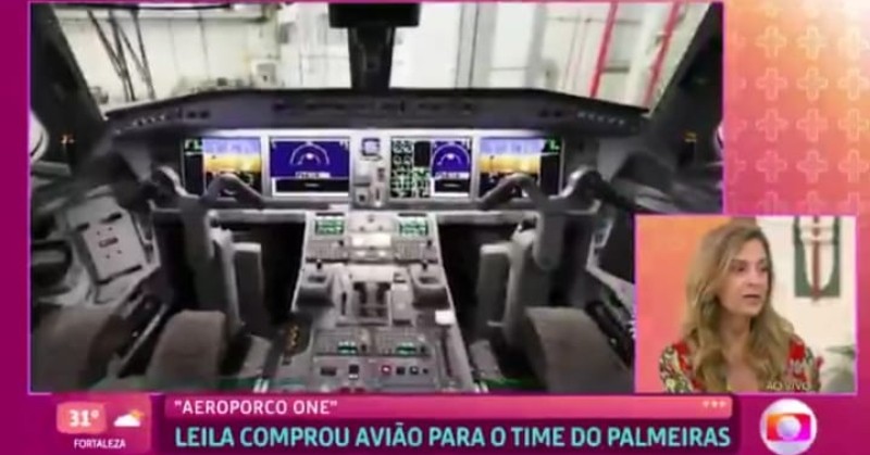 Conheça avião do Palmeiras comprado por Leila Pereira, presidente do clube — Foto: Reprodução TV Globo