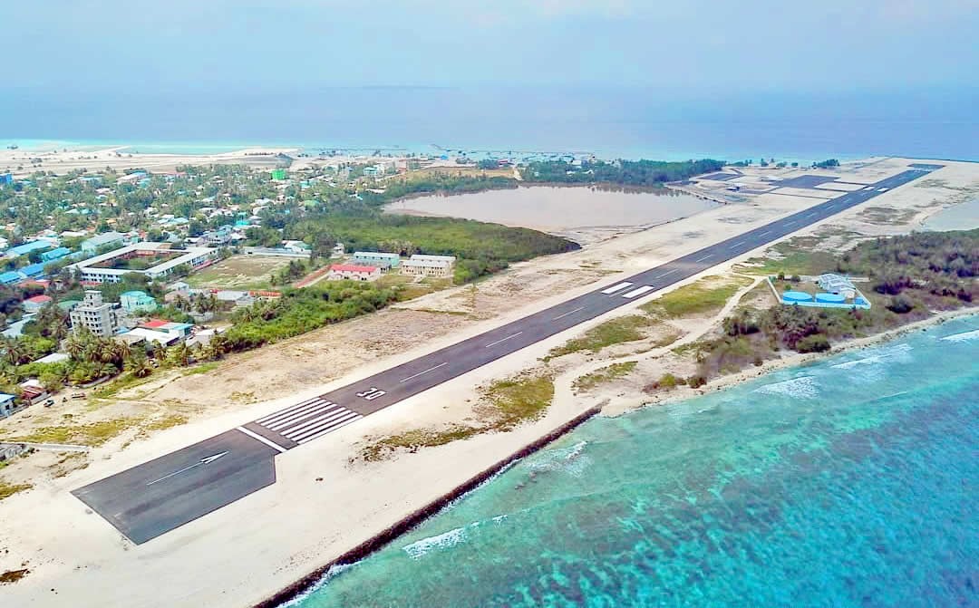 O Aeroporto de Kulhudhuffushi, ilha no Atol Haa Dhaalu, nas MaldivasReprodução