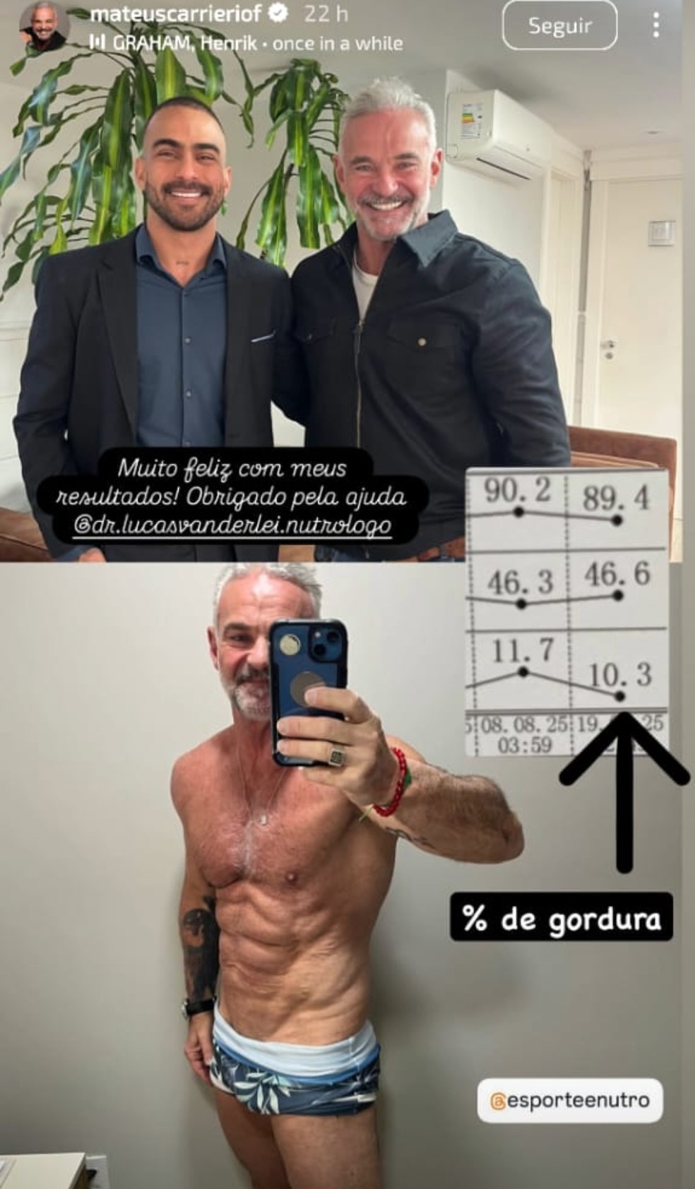 Mateus Carrieri revelou evolução no corpo — Foto: Reprodução Instagram